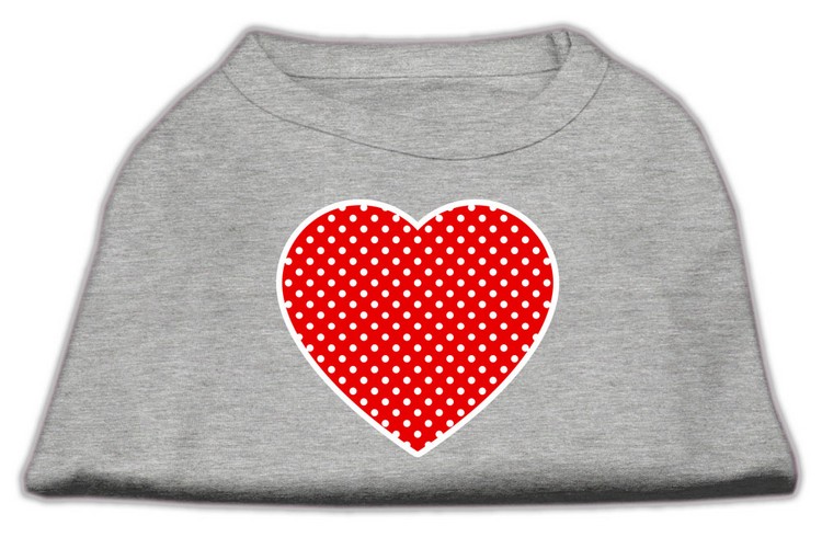 Red Swiss Dot Heart Screen Print Shirt Grey XL